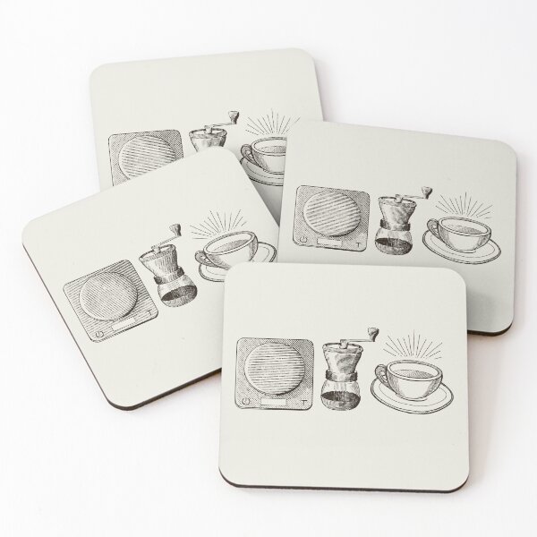 Item preview, Retro Coffee Scale, Grinder & Cup Sketch - Espresso Brown Line Art for Coffee Lovers & Specialty Coffee Enthusiasts designed and sold by Bold & Brewed.