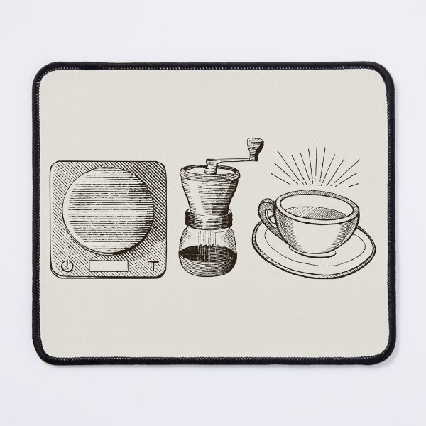 Item preview, Retro Coffee Scale, Grinder & Cup Sketch - Espresso Brown Line Art for Coffee Lovers & Specialty Coffee Enthusiasts designed and sold by Bold & Brewed.