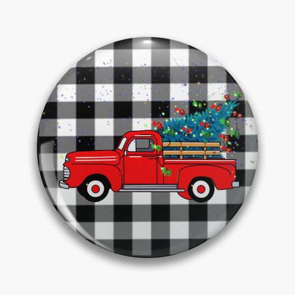 Item preview, Vintage red pick-up truck drawing, buffalo plaid pattern, holiday design, Christmas tree designed and sold by hollycooper.