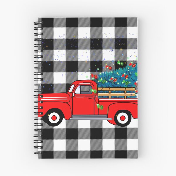 Item preview, Vintage red pick-up truck drawing, buffalo plaid pattern, holiday design, Christmas tree designed and sold by hollycooper.