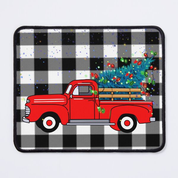 Item preview, Vintage red pick-up truck drawing, buffalo plaid pattern, holiday design, Christmas tree designed and sold by hollycooper.