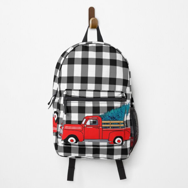 Item preview, Vintage red pick-up truck drawing, buffalo plaid pattern, holiday design, Christmas tree designed and sold by hollycooper.