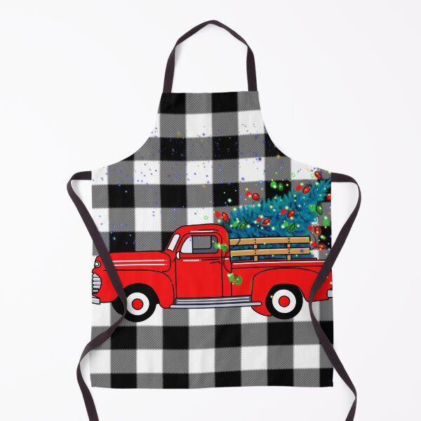 Item preview, Vintage red pick-up truck drawing, buffalo plaid pattern, holiday design, Christmas tree designed and sold by hollycooper.