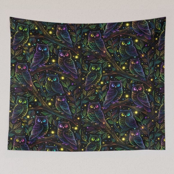 Item preview, Neon Night Owls Pattern designed and sold by alizo74.