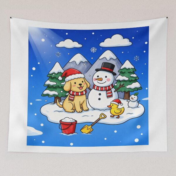 Item preview, Winter Friends Building a Snowman designed and sold by AbstractAuraArt.