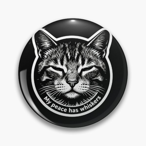 Item preview, My Peace Has Whiskers Cat Sticker – Minimal Black and White Cat Engraving Art designed and sold by CatVibesStudio.