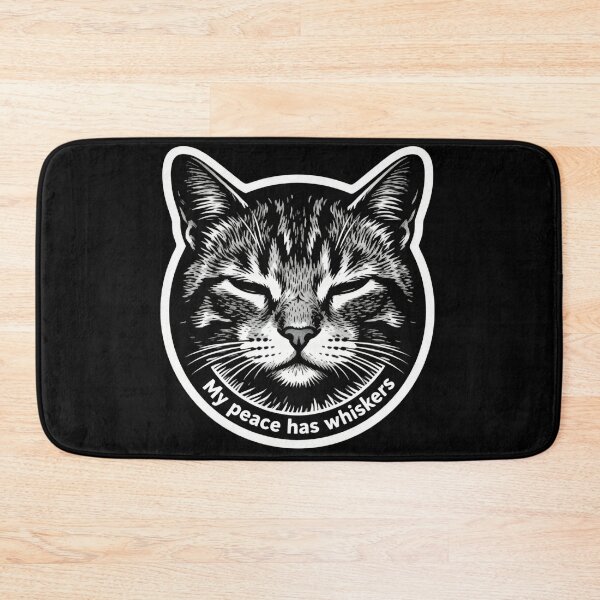 Item preview, My Peace Has Whiskers Cat Sticker – Minimal Black and White Cat Engraving Art designed and sold by CatVibesStudio.