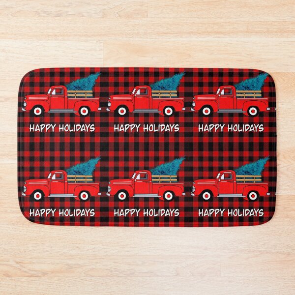 Item preview,  Vintage Holiday red pick-up truck, red buffalo plaid pattern, holiday design, Christmas tree designed and sold by hollycooper.