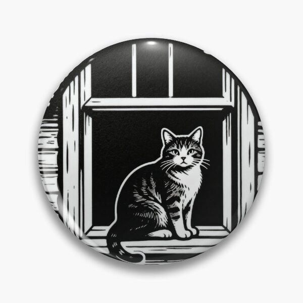 Item preview, Home Is Where My Cat Is – Minimal Black and White Cat Engraving Sticker designed and sold by CatVibesStudio.