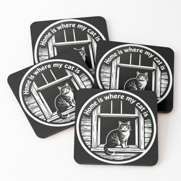 Item preview, Home Is Where My Cat Is – Minimal Black and White Cat Engraving Sticker designed and sold by CatVibesStudio.