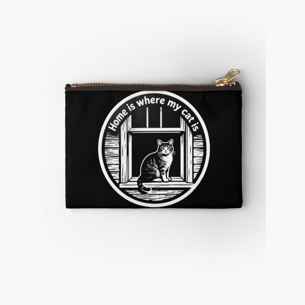 Item preview, Home Is Where My Cat Is – Minimal Black and White Cat Engraving Sticker designed and sold by CatVibesStudio.