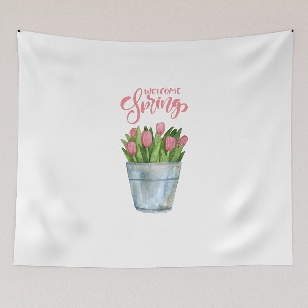 Item preview, Welcome Spring Watercolor Pink Tulips Floral Aesthetic T-Shirts designed and sold by Tamer ⭐⭐⭐⭐⭐.