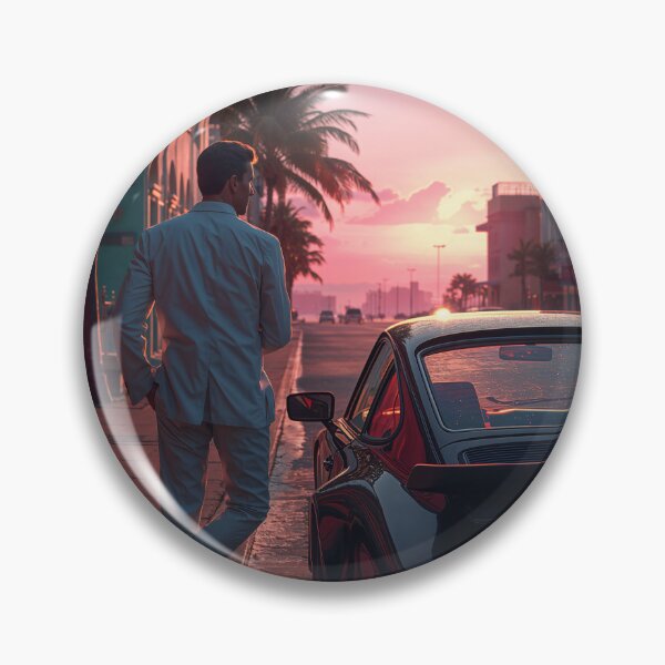 Item preview, White Suit Porsche Ocean Drive Dawn Miami Nostalgic Retrowave Art designed and sold by Kynura.