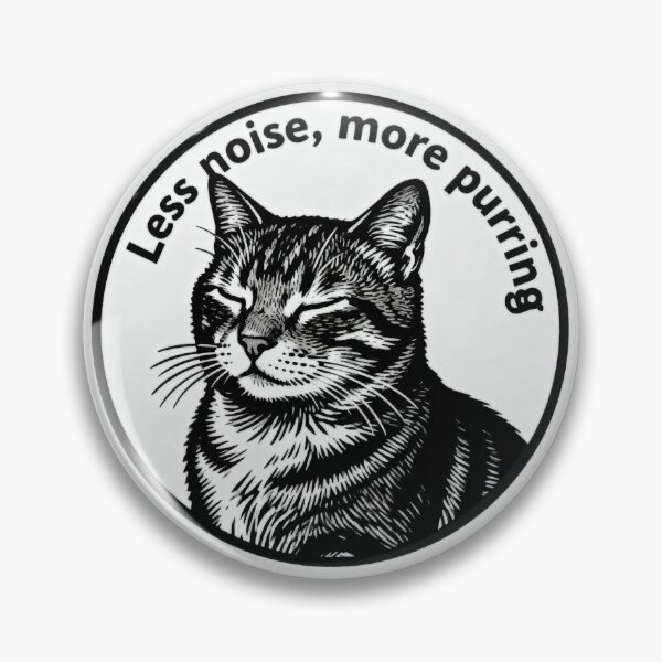 Item preview, Less Noise More Purring Cat – Minimal Black and White Engraving Cat Art designed and sold by CatVibesStudio.