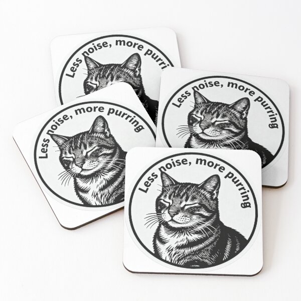 Item preview, Less Noise More Purring Cat – Minimal Black and White Engraving Cat Art designed and sold by CatVibesStudio.