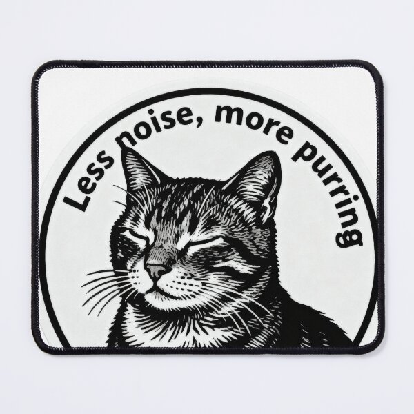Item preview, Less Noise More Purring Cat – Minimal Black and White Engraving Cat Art designed and sold by CatVibesStudio.