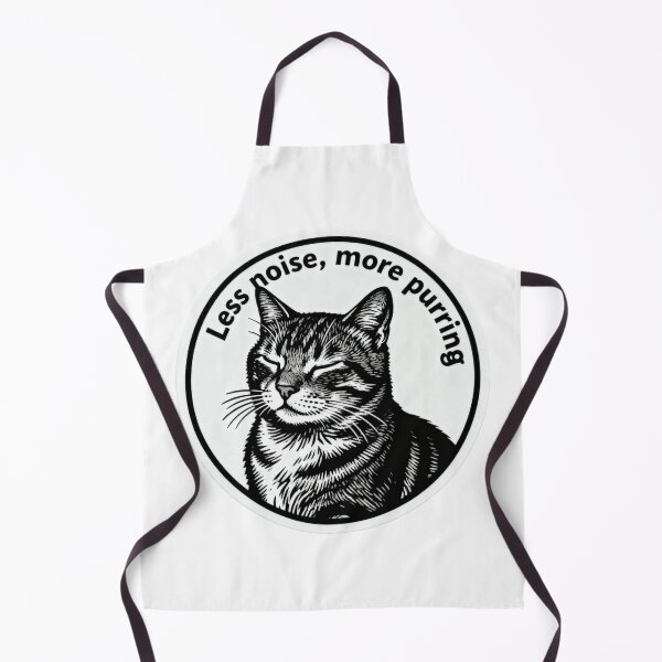 Item preview, Less Noise More Purring Cat – Minimal Black and White Engraving Cat Art designed and sold by CatVibesStudio.