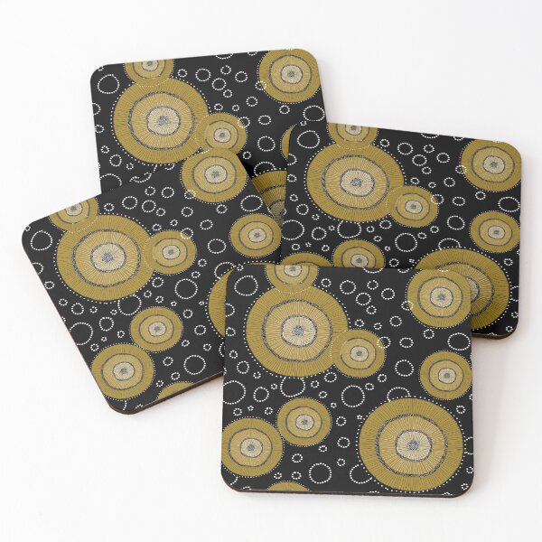 Item preview, Hand-Painted Sunbursts & Textural Dots on black designed and sold by phatlizzardart.