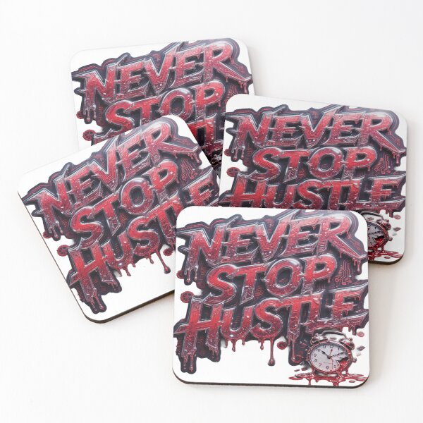 Item preview, Never Stop The Hustle – Minimal Red Brutalist Graffiti Motivational Decal designed and sold by ARTCREATESHOP.