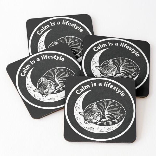 Item preview, Calm Is A Lifestyle – Black and White Minimal Cat Engraving Aesthetic Design designed and sold by CatVibesStudio.