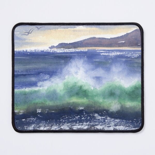 Item preview, Waves breaking on the sea with Golden Sands in the distance designed and sold by SusanAlisonArt.