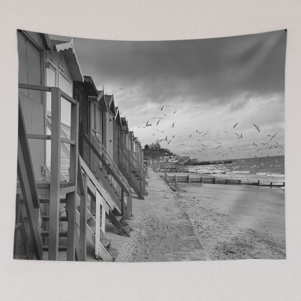 Item preview, English Beach Huts And Seagulls designed and sold by Londonimages.
