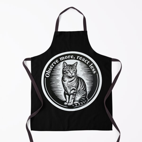 Item preview, Observe More React Less – Black and White Minimal Cat Engraving Art designed and sold by CatVibesStudio.