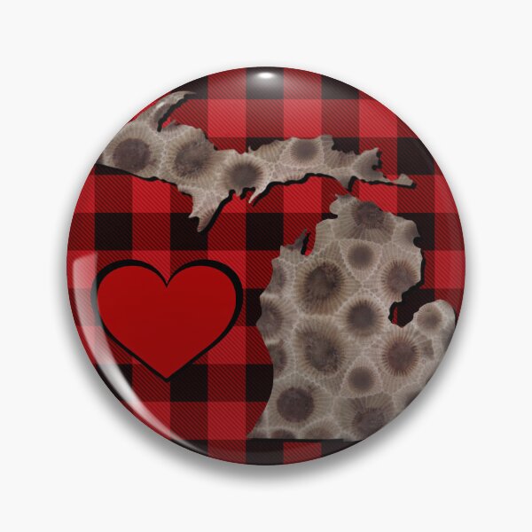 Item preview, Michigan Petoskey stone, red buffalo plaid pattern, I heart Michigan  designed and sold by hollycooper.
