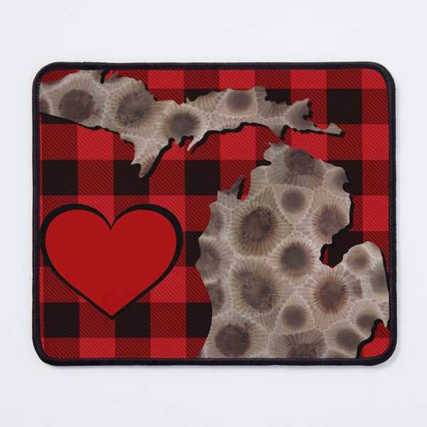 Item preview, Michigan Petoskey stone, red buffalo plaid pattern, I heart Michigan  designed and sold by hollycooper.