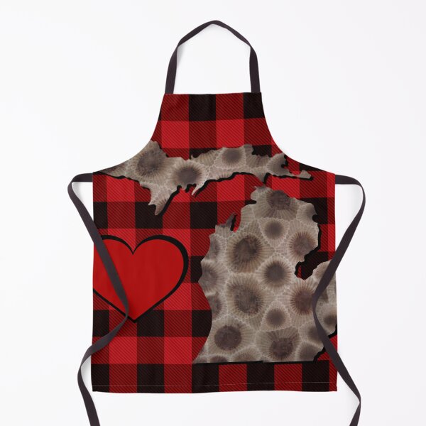 Item preview, Michigan Petoskey stone, red buffalo plaid pattern, I heart Michigan designed and sold by hollycooper.