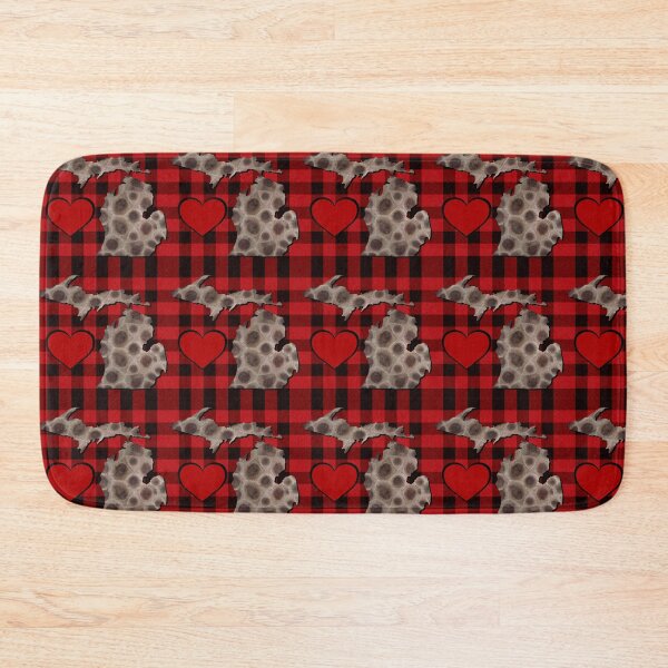 Item preview, Michigan Petoskey stone, red buffalo plaid pattern, I heart Michigan  designed and sold by hollycooper.