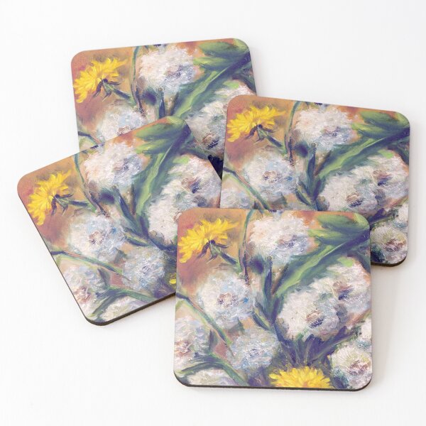Item preview, Golden Glow Dandelions – Warm Amber Oil Art designed and sold by JurateArt-DK.