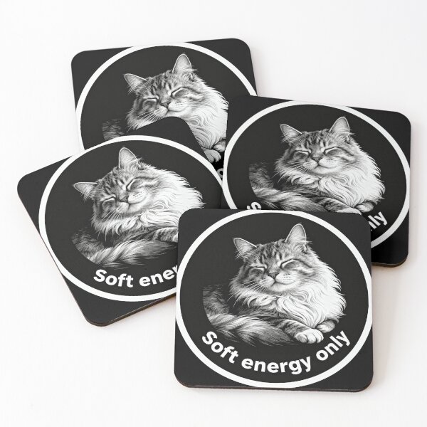 Item preview, Soft Energy Only – Minimal Black and White Cat Engraving Aesthetic designed and sold by CatVibesStudio.