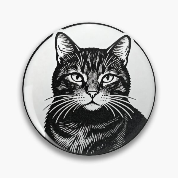 Item preview, Emotional Support Cat Energy – Minimal Black and White Cat Engraving Art designed and sold by CatVibesStudio.