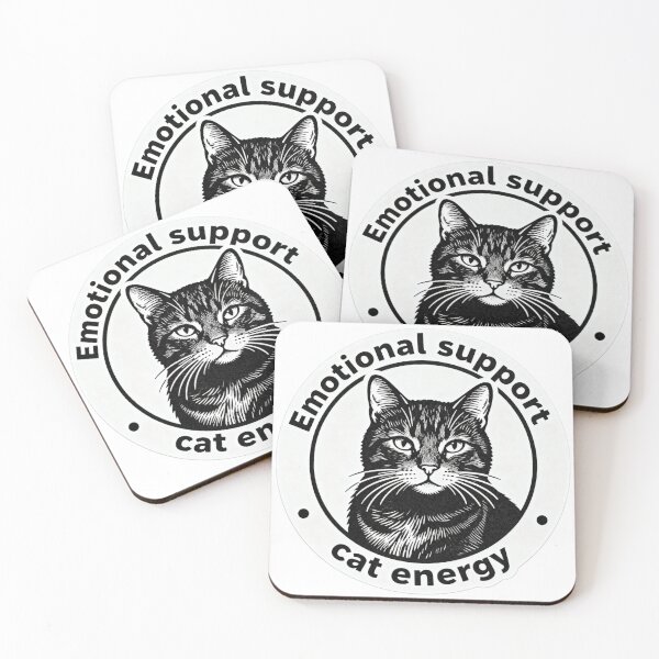 Item preview, Emotional Support Cat Energy – Minimal Black and White Cat Engraving Art designed and sold by CatVibesStudio.
