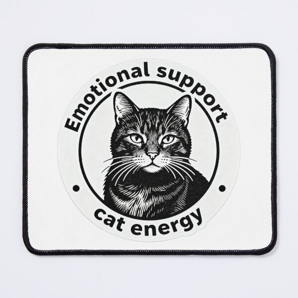 Item preview, Emotional Support Cat Energy – Minimal Black and White Cat Engraving Art designed and sold by CatVibesStudio.