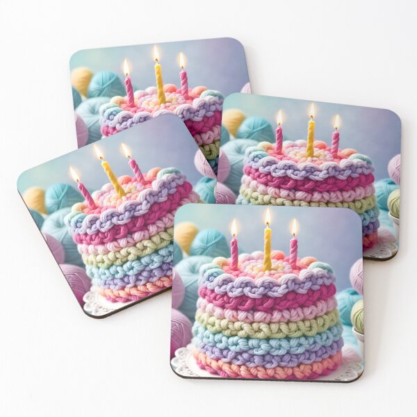Item preview, Chunky and fluffy yarn textured birthday cake designed and sold by Ponted.