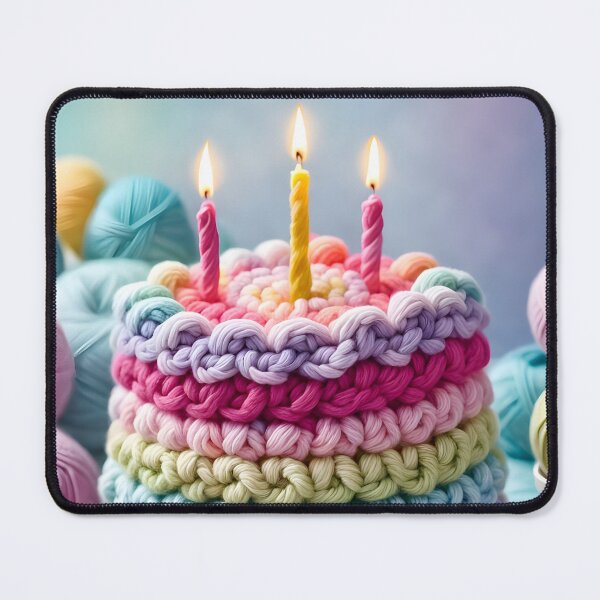 Item preview, Chunky and fluffy yarn textured birthday cake designed and sold by Ponted.