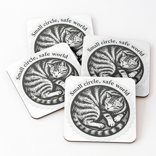 Item preview, Small Circle Safe World – Minimal Black and White Cat Engraving Aesthetic designed and sold by CatVibesStudio.