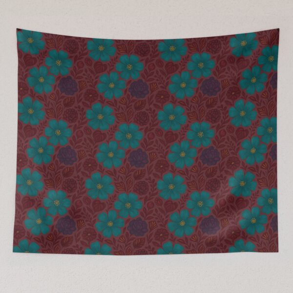 Item preview, Teal Floral  designed and sold by Poetic Patterns Studio.