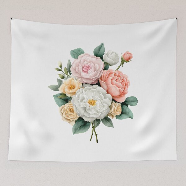 Item preview, Pastel Peony Rose Bouquet - Soft Elegant Romantic Floral Art Print designed and sold by DesignArtist.ia.