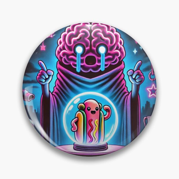 Item preview, Fortune Teller Brain – Hot Dog in a Crystal Ball | Neon Existential Humor designed and sold by ComedyInkFactor.