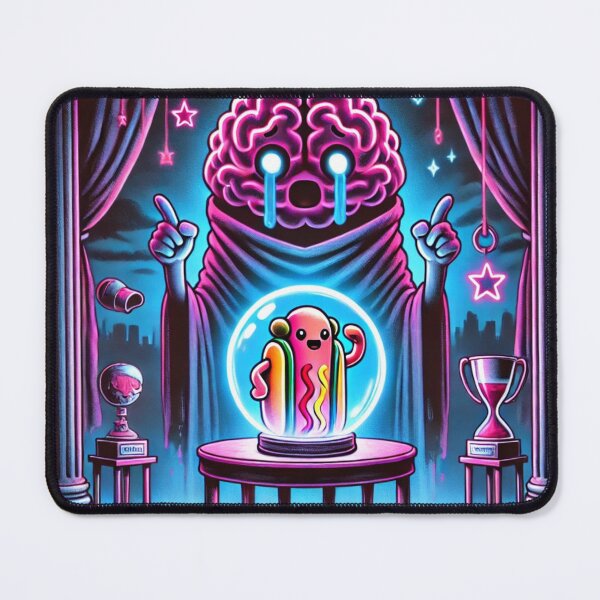 Item preview, Fortune Teller Brain – Hot Dog in a Crystal Ball | Neon Existential Humor designed and sold by ComedyInkFactor.