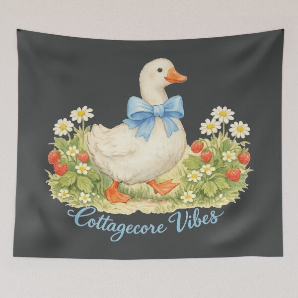 Item preview, Cottagecore Vibes - Cute Goose with Strawberries designed and sold by DigitalGlade.