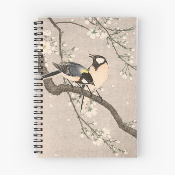 Item preview, Songbirds on Spring Blossom — Grey Bokashi Kachō-e designed and sold by Planthem.