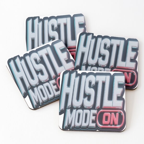 Item preview, Hustle Mode On – Cyber White Glow Motivational Vinyl Sticker Tech Aesthetic designed and sold by ARTCREATESHOP.