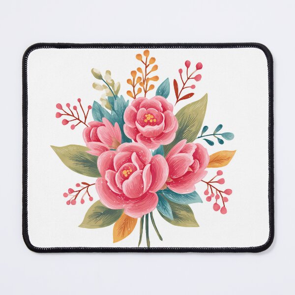 Item preview, Pink Peony Folk Bouquet - Vibrant Romantic Floral Art Print designed and sold by DesignArtist.ia.
