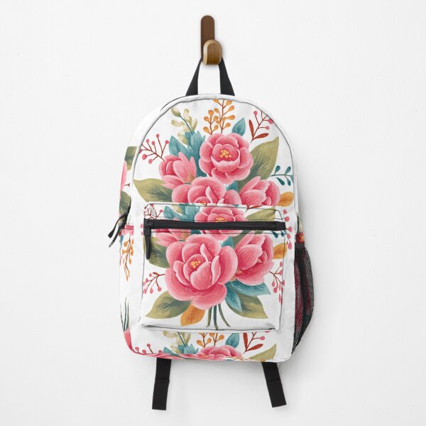 Item preview, Pink Peony Folk Bouquet - Vibrant Romantic Floral Art Print designed and sold by DesignArtist.ia.