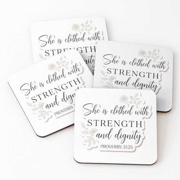 Item preview, Clothed with Strength and Dignity Christian Sticker – Proverbs 31 Feminine Design designed and sold by Illustrated Faith.