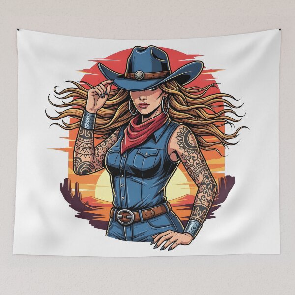 Item preview, Modern Cowgirl Street Style tattoo cowgirl designed and sold by Uglyandcute.